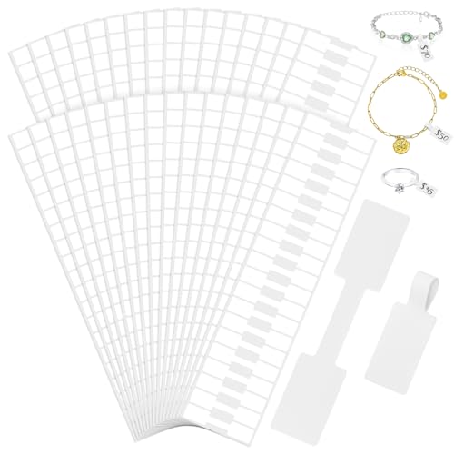 1000 Stück selbstklebende Schmuckanhänger, selbstklebende Schmuckpreisschilder, blanko, rechteckig, Ringanhänger für Halskette und Ohrringe, Armband zur Preisidentifikation 1000 Stück selbstklebende Schmuckanhänger, selbstklebende Schmuckpreisschilder, blanko, rechteckig, Ringanhänger für Halskette und Ohrringe, Armband zur Preisidentifikation von Opvixi