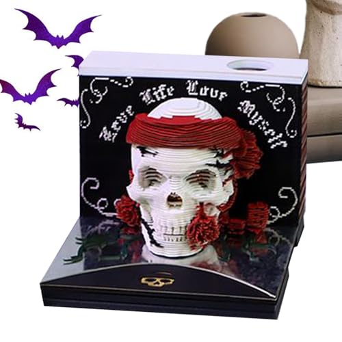 Abreißkalender - 3D Notizblock Abreißkalender Halloween Schädel Planung,Planungszubehör Für Zeitplanung, Schreibtischdekoration Für Studentenzimmer Tisch Schlafzimmer Wohnung von Opvonxeh