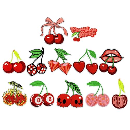 Frucht Bügelbilder | 12 Stück Bügelapplikationen Aufnäher - Handwerk Zubehör für Stoff Kleidung Shorts Kleider Tragetaschen Jacken Hüte Pullover Jeans von Opvonxeh