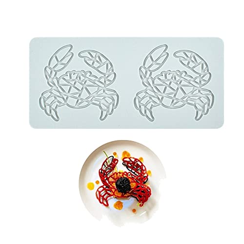 OqcEha Silikonform, Schokoladenform, Gelee-Form, Cake Lace Mold Silicone Lace Fondant Molds Sugar Craft Impression Mold Edible Cake Molecular Cuisine Decorating 4 Holes Pear (Color : 2 Holes Crab) von OqcEha