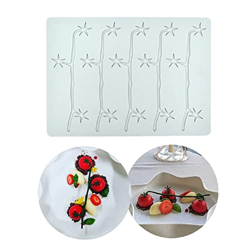 OqcEha Silikonform, Schokoladenform, Gelee-Form, Silicone Fondant Lace Mat Sugar Craft Impression Mold Edible Cake Molecular Cuisine Decorating 5 Holes Leaf (Color : 5 Holes Tomato Branch) von OqcEha