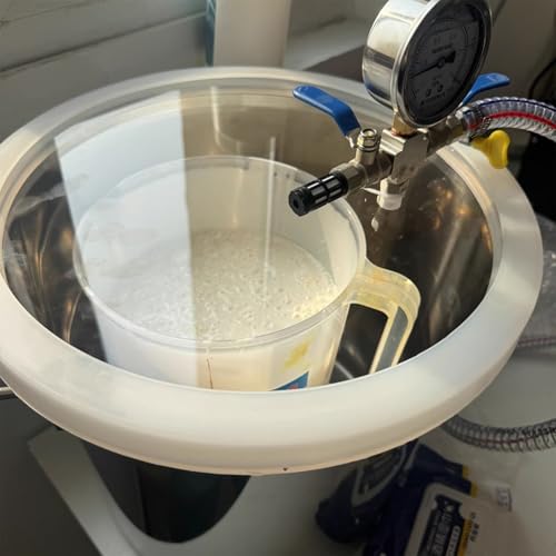 Oracra Vakuumkammer Blasenentferner für Epoxidharz-Vakuumkammern, Vakuumtank-Druckbehälter mit Durchsichtigem Acryldeckel, 2/3/5/26 Gallonen Entgasungskammer für Harzguss(5 Gallon/19L) von Oracra