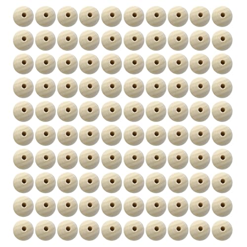 OralGos 100 Stück Holz mit Loch, 20 mm, lächelndes Gesicht, Kugeln, Naturholz, Bastelperlen für Schmuckherstellung, Makramee, handgefertigt von OralGos