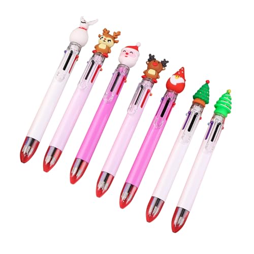 OralGos Mehrfarbiger Kugelschreiber, 0,7 mm, 6-in-1-Kugelschreiber, mehrere Tintenfarben, 6 Farben, einziehbarer Kugelschreiber, 7 Stück von OralGos