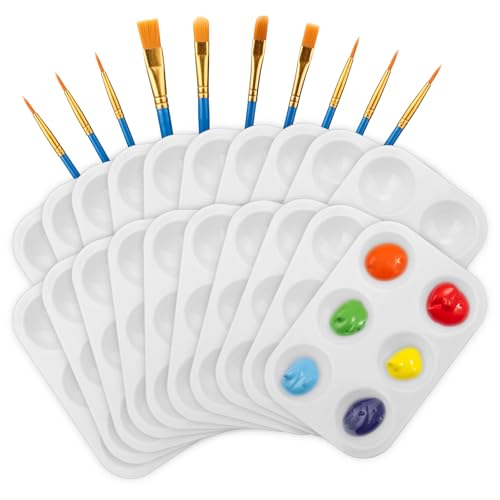 20 Stück Mischpalette mit 10 Stück Malpinsel, Aquarell-Ölmalerei Werkzeugset für Kunstmalerei und Basteln 20 Stück Mischpalette mit 10 Stück Malpinsel, Aquarell-Ölmalerei Werkzeugset für Kunstmalerei und Basteln von Orchideeknc