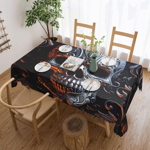 Rechteckige Tischdecke, 137,2 x 182,9 cm, cooler Totenkopf-Grafikdruck, Polyester-Tischdecken, waschbar, Stoff-Tischdecke für Esstisch, wasserabweisend, Outdoor-Tischdecke Rechteckige Tischdecke, 137,2 x 182,9 cm, cooler Totenkopf-Grafikdruck, Polyester-Tischdecken, waschbar, Stoff-Tischdecke für Esstisch, wasserabweisend, Outdoor-Tischdecke von OrcoW