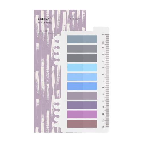 200 Stück Haftnotizen Tabs, Gray Stile Pagemarker Selbstklebend Pastell Beschreibbare Haftstreifen Klebezettel mit Lineal für Seitenmarkierung Lesezeichen (G-Moonlit) von Ordinate