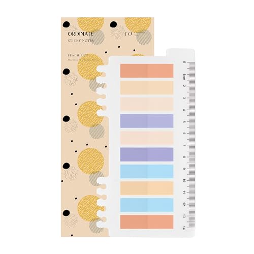 200 Stück Haftnotizen Tabs, Gray Stile Pagemarker Selbstklebend Pastell Beschreibbare Haftstreifen Klebezettel mit Lineal für Seitenmarkierung Lesezeichen (H-Peach Fizz) von Ordinate