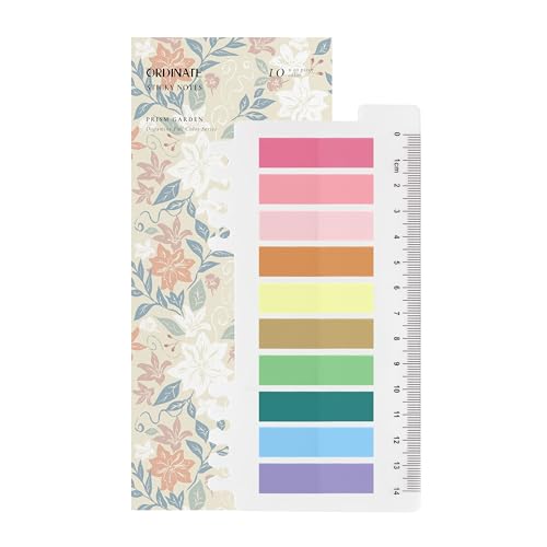 Haftnotizen in Ordinate 200 Stück Transparente Klebezettel, Haftstreifen, Haftmarker, selbstklebend, für Büro, Schule und Markierungen (K-Prism Garden) von Ordinate