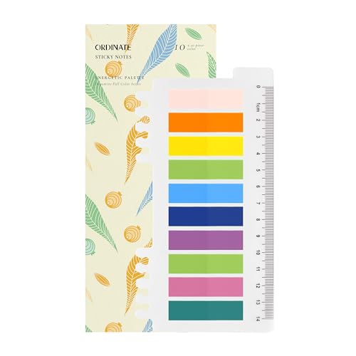 Haftnotizen in Ordinate 200 Stück Transparente Klebezettel, Haftstreifen, Haftmarker, selbstklebend, für Büro, Schule und Markierungen (L-Energetic Palette) von Ordinate