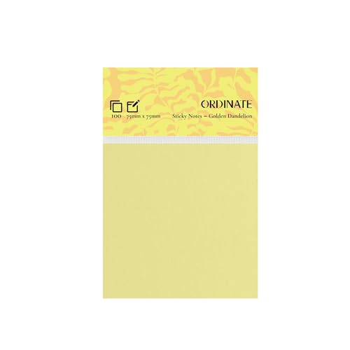 Ordinate Sticky Notes, Haftnotizen Klebezettel 12 Packungen Palette Collection, Aesthetic Notizzettel für Schreibwaren Wochenplaner 100 Blatt/pads, post it To-do-Lisen (Golden Dandelion, 75mm x75mm) von Ordinate