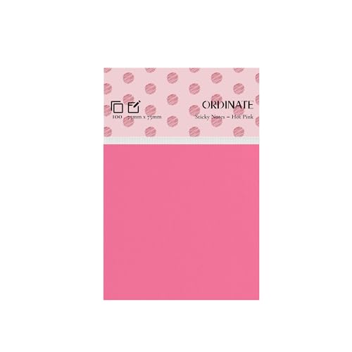 Ordinate Sticky Notes, Haftnotizen Klebezettel 12 Packungen Palette Collection, Aesthetic Notizzettel für Schreibwaren Wochenplaner 100 Blatt/pads, post it To-do-Lisen (Hot Pink, 75mm x75mm) von Ordinate
