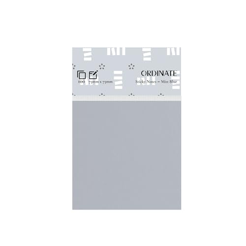 Ordinate Sticky Notes, Haftnotizen Klebezettel 12 Packungen Palette Collection, Aesthetic Notizzettel für Schreibwaren Wochenplaner 100 Blatt/pads, post it To-do-Lisen (Mist Blue, 75mm x75mm) von Ordinate