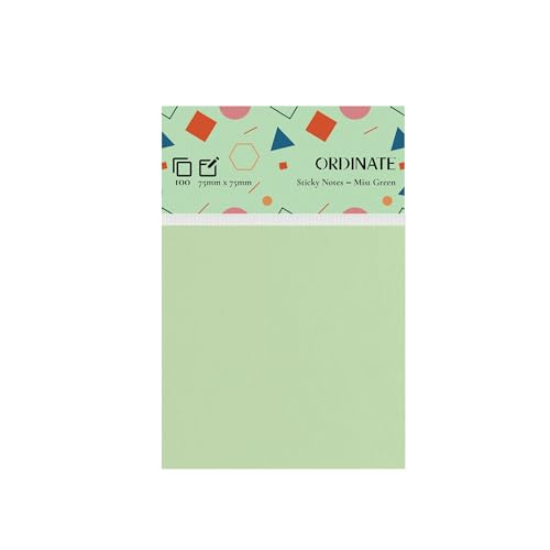 Ordinate Sticky Notes, Haftnotizen Klebezettel 12 Packungen Palette Collection, Aesthetic Notizzettel für Schreibwaren Wochenplaner 100 Blatt/pads, post it To-do-Lisen (Mist Green, 75mm x75mm) von Ordinate