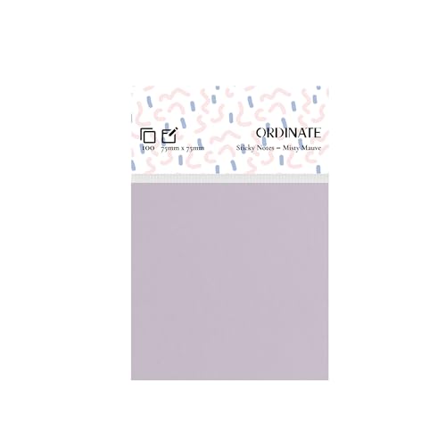 Ordinate Sticky Notes, Haftnotizen Klebezettel 12 Packungen Palette Collection, Aesthetic Notizzettel für Schreibwaren Wochenplaner 100 Blatt/pads, post it To-do-Lisen (Misty Mauve, 75mm x 75mm) von Ordinate