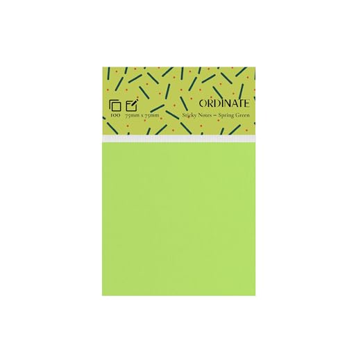 Ordinate Sticky Notes, Haftnotizen Klebezettel 12 Packungen Palette Collection, Aesthetic Notizzettel für Schreibwaren Wochenplaner 100 Blatt/pads, post it To-do-Lisen (Spring Green, 75mm x75mm) von Ordinate