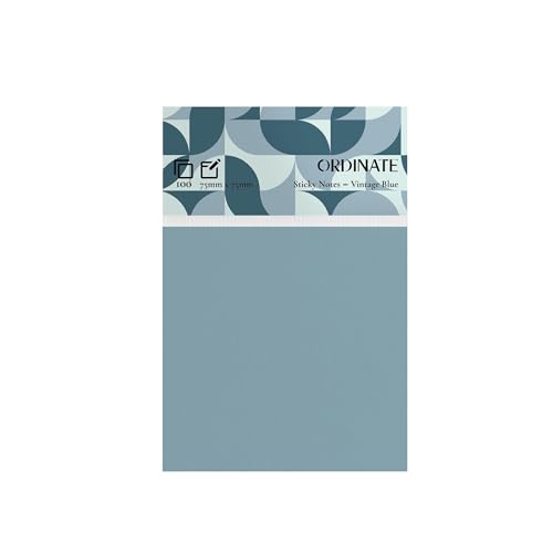 Ordinate Sticky Notes, Vintage Palette, 100 Blatt pro Blatt, Haftnotizen in Retrofarben für Notizen, To-do-Listen und Erinnerungen (75mm x 75mm, Vintage Blue) von Ordinate