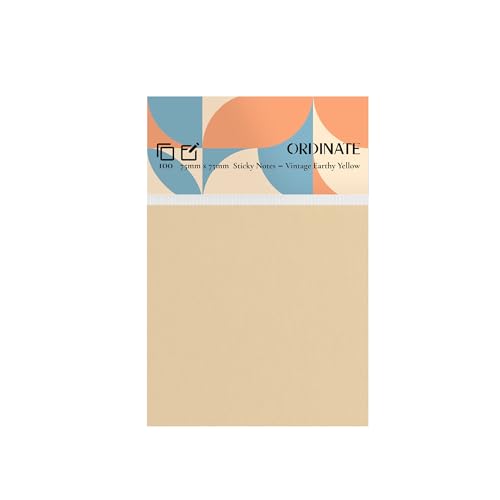 Ordinate Sticky Notes, Vintage Palette, 100 Blatt pro Blatt, Haftnotizen in Retrofarben für Notizen, To-do-Listen und Erinnerungen (75mm x 75mm, Vintage Earthy Yellow) von Ordinate