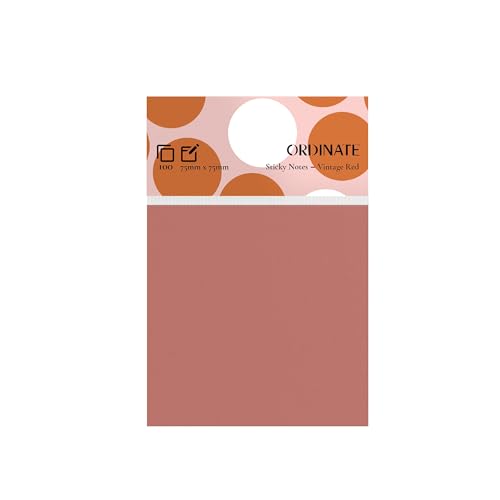 Ordinate Sticky Notes, Vintage Palette, 100 Blatt pro Blatt, Haftnotizen in Retrofarben für Notizen, To-do-Listen und Erinnerungen (75mm x 75mm, Vintage Red) von Ordinate