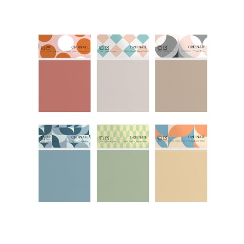 Ordinate Sticky Notes, Vintage Palette, 2 Blöcken, 100 Blatt pro Blatt, Haftnotizen in Retrofarben für Notizen, To-do-Listen und Erinnerungen (75mm x 75mm, Vintage Palette Collection-75mm) von Ordinate