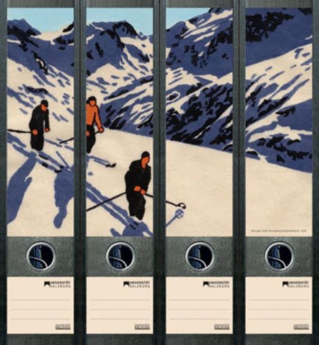 4er Set Ordnerrücken für breite Ordner Arlberg Ski Uni Salzburg Ordner Aufkleber Etiketten Deko USB01 von Ordnerrücken breit