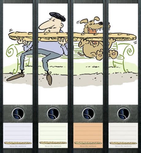 4er Set Ordnerrücken für breite Ordner französiches Brot Comic Hund Aufkleber Etiketten Deko 427 4er Set Ordnerrücken für breite Ordner französiches Brot Comic Hund Aufkleber Etiketten Deko 427 von Ordnerrücken breit