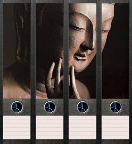 4er Set Ordnerrücken für breite Ordner Buddha Feng Shui Aufkleber Etiketten Deko 003 von Ordnerrücken breit