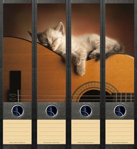 Ordnerrücken breit 4er Set Ordner Katze auf Gitarre Aufkleber Etiketten Deko 070 Ordnerrücken breit 4er Set Ordner Katze auf Gitarre Aufkleber Etiketten Deko 070 von Ordnerrücken breit