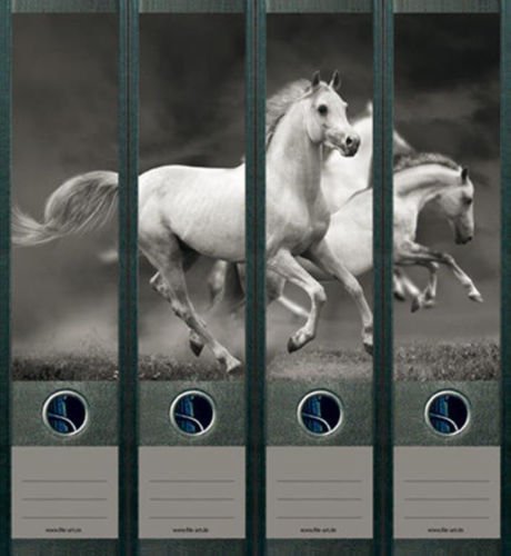 4er Set Ordnerrücken für breite Ordner Pferd Schimmel Horse Aufkleber Etiketten Deko 465 von Ordnerrücken breit