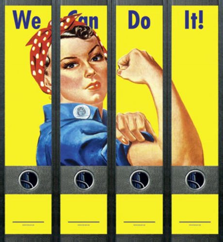 Ordnerrücken breit 4er Set Ordner Rosie we can do it Aufkleber Etiketten Deko 450 Ordnerrücken breit 4er Set Ordner Rosie we can do it Aufkleber Etiketten Deko 450 von Ordnerrücken breit