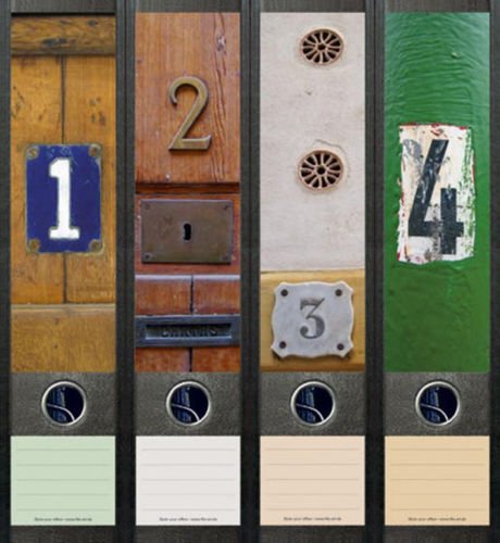 4er Set Ordnerrücken für breite Ordner Türen Hausnummern Aufkleber Etiketten Deko 058 von Ordnerrücken breit