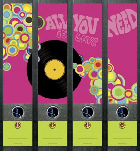 Ordnerrücken breit 4er Set Ordner Vinyl Hippie Love Platte Aufkleber Etiketten Deko 241 Ordnerrücken breit 4er Set Ordner Vinyl Hippie Love Platte Aufkleber Etiketten Deko 241 von Ordnerrücken breit