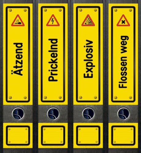 Ordnerrücken breit 4er Set Ordner Warn Schild Explosiv Ätzend Aufkleber Etiketten Deko 081 Ordnerrücken breit 4er Set Ordner Warn Schild Explosiv Ätzend Aufkleber Etiketten Deko 081 von Ordnerrücken breit