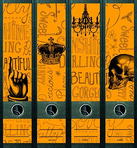 Ordnerrücken Neon Orange Doodle Gothic Buch Ordner Ordneraufkleber Deko ND003 Ordnerrücken Neon Orange Doodle Gothic Buch Ordner Ordneraufkleber Deko ND003 von Ordnerrücken breit