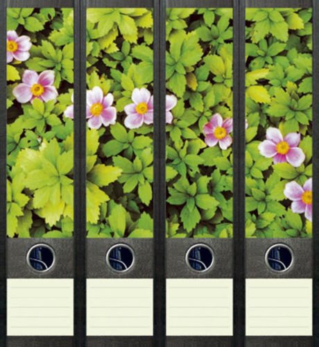 Ordnerrücken breit 4er Set Ordner Blüten Blume Aufkleber Etiketten Deko 010 von Ordnerrücken breit
