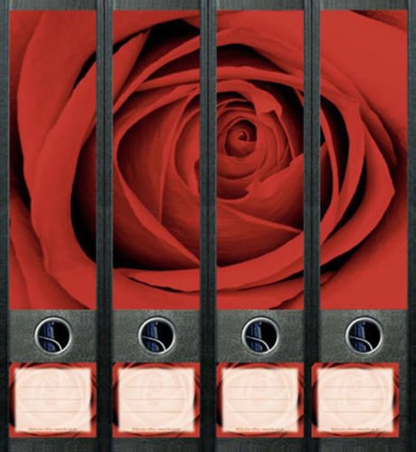4er Set Ordnerrücken für breite Ordner Rose Rosen Blume Blumen Aufkleber Etiketten Deko 416 von Ordnerrücken breit