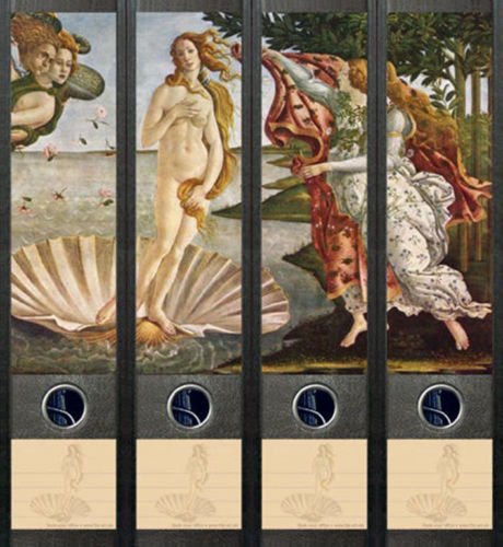 4er Set Ordnerrücken für breite Ordner Sandro Botticelli Aufkleber Etiketten Deko 072 von Ordnerrücken breit