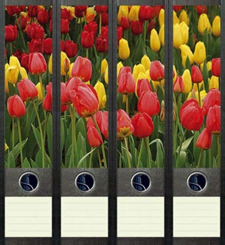 Ordnerrücken breit 4er Set Ordner Tulpen Blume Blumen Aufkleber Etiketten Deko 013 von Ordnerrücken breit