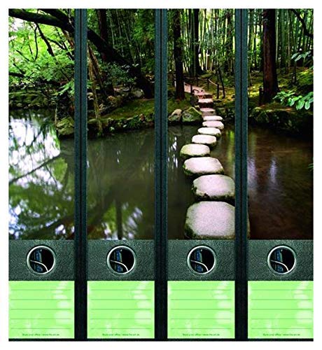 4er Set Ordnerrücken für breite Ordner Zen Fluß Ruhe Steine Aufkleber Etiketten Deko 419 von Ordnerrücken breit