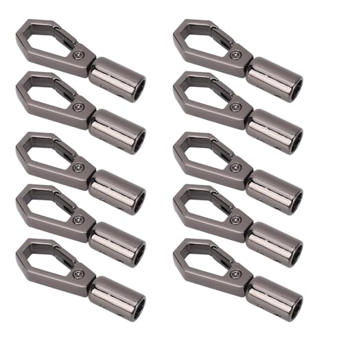 10er Set Kordel Endstopper, exquisite Seilstopper Schnappbeschläge, Großpackung mit 6 mm Glockenhaken aus Zinklegierung und 7 mm Schraube zur Schmuckherstellung (BLACK) von Oreilet