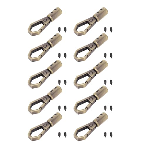 10er Set Kordel Endstopper, exquisite Seilstopper Schnappbeschläge, Großpackung mit 6 mm Glockenhaken aus Zinklegierung und 7 mm Schraube zur Schmuckherstellung (antike Bronze) von Oreilet