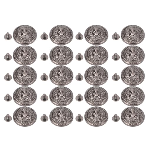 20 Sets Löwenkopf Niet, 24mm Durchmesser Vintage Exquisite Dekorative Zink Legierung Punk Niet Schnalle mit 7mm Schrauben für Taschen Schuhe Kleidung (Silberschwarz) von Oreilet
