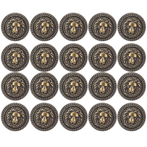 20 Sets Löwenkopf Niet, 24mm Durchmesser Vintage Exquisite Dekorative Zink Legierung Punk Niet Schnalle mit 7mm Schrauben für Taschen Schuhe Kleidung (antike Bronze) von Oreilet