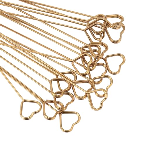50 PCs 6in Metall Draht Blumen Platz Kartenhalter, Gold Wiederverwendbares Foto Memo Halter, Foto Clips Stick für Hochzeitsfeier Geburtstagstorte (Herzförmig) von Oreilet