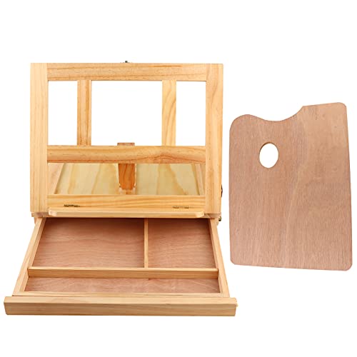 Exquisite Tabletop Staffelei für Malerei, Premium Pine Wood Tragbares Verstellbarer Kunstwerkerbox mit Lagerschubladen für Anfänger und Fachkräfte Künstler Maler Exquisite Tabletop Staffelei für Malerei, Premium Pine Wood Tragbares Verstellbarer Kunstwerkerbox mit Lagerschubladen für Anfänger und Fachkräfte Künstler Maler von Oreilet
