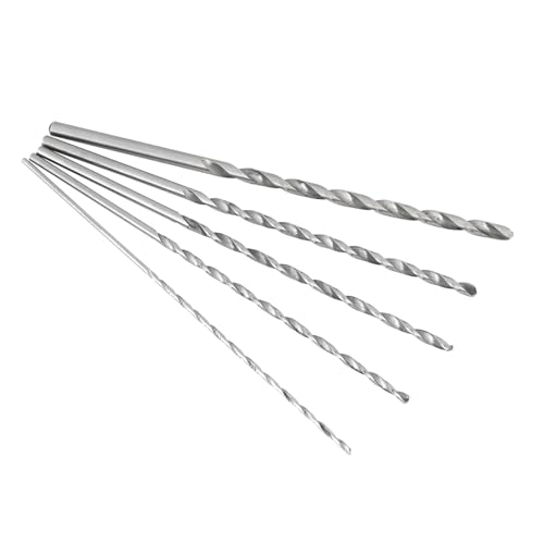 Extra Langes Bohrer Bit Set, Universelles Hochgeschwindigkeitsstahl Gerade Shank Bohrbohrwerkzeug mit 5 Verschiedenen Größen für Holzbohrjobs 2-5mm von Oreilet