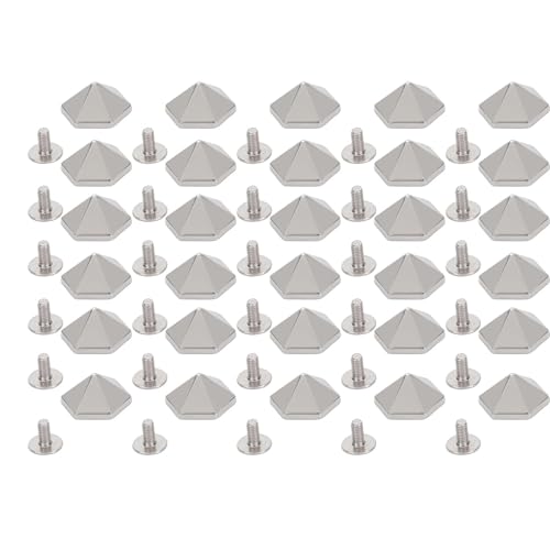 Oreilet 30 Sets Metallnieten, 12 Mm Hexpyramidenförmige Schraube, Multifunktionale Nieten, Eisenstollen und Spikes für Lederhandwerksdekoration, Gürtel, Geldbörsen, Schuhe (SILVER) von Oreilet