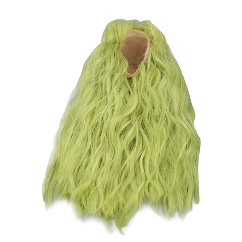 Oreilet Puppenperücke Lange Haare, Weiche Seidenpuppenhaarperücken mit Pony, Grüne Künstliche Haare für Kugelgelenkpuppen, DIY, Puppenzubehör Machen Vorräte (1/6 15.5-17,5 cm Kopfumfang) von Oreilet