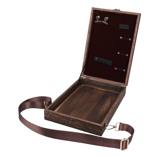 Oreilet Writers Messenger Wood Box, Holz Tisch Skizzenschachtel Trailsel, Handgefertigtes Tragbares Künstler Tool Pinsel Aufbewahrungsbeutel Schreibkasten Crossbody Postman Tasche von Oreilet