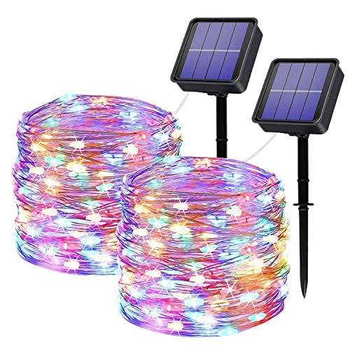 Oreunik Solar Lichterkette Aussen, 2×12M Total 240LED Wasserdicht Lichterkette Warmweiß Innen/Außen Dekoration Beleuchtung für Garten,Terrasse Hof,Bäume,Party,Festival,Hochzeit Deko (Bunt) von Oreunik